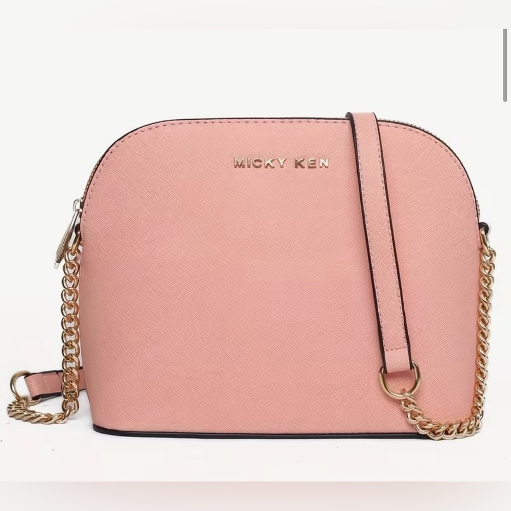 Micky Ken Blush Pink Dome Crossbody Bag Gold Chain Strap NIP